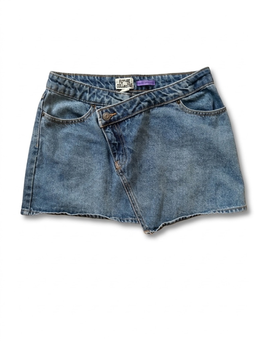 Future Collective Blue Denim Mini Skort